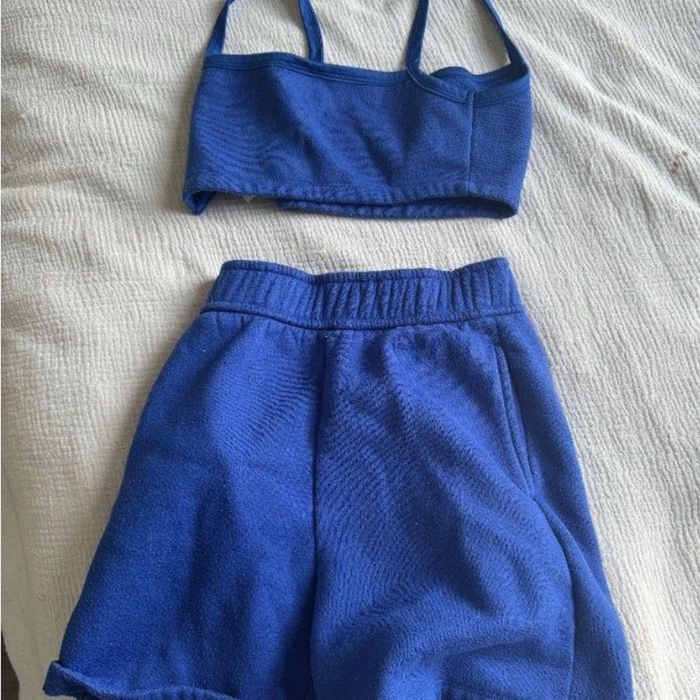 Blue Crop Top and Shorts Set
